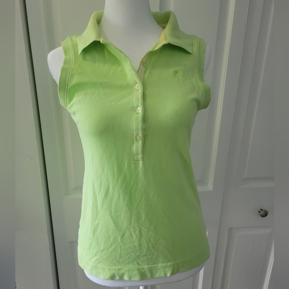 Vintage White Label Lilly Pulitzer Women’s Small Green Polo Shirt Sleeveless